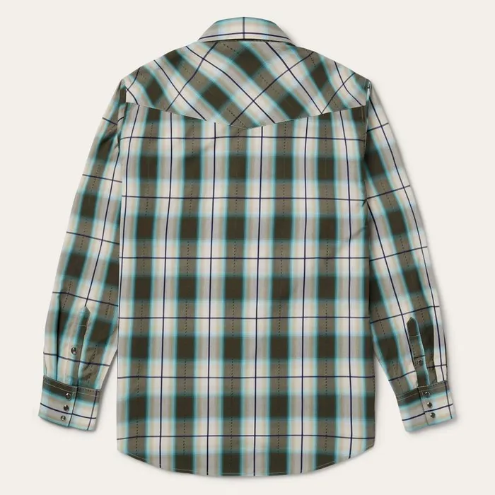 Olive Ombre Plaid Western Shirt Green Men Stetson Classic Cut