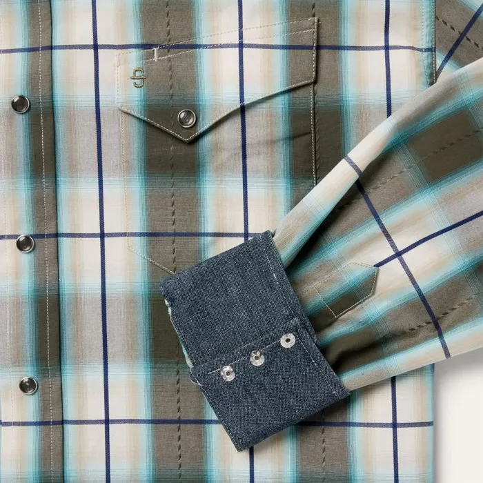Olive Ombre Plaid Western Shirt Green Men Stetson Classic Cut