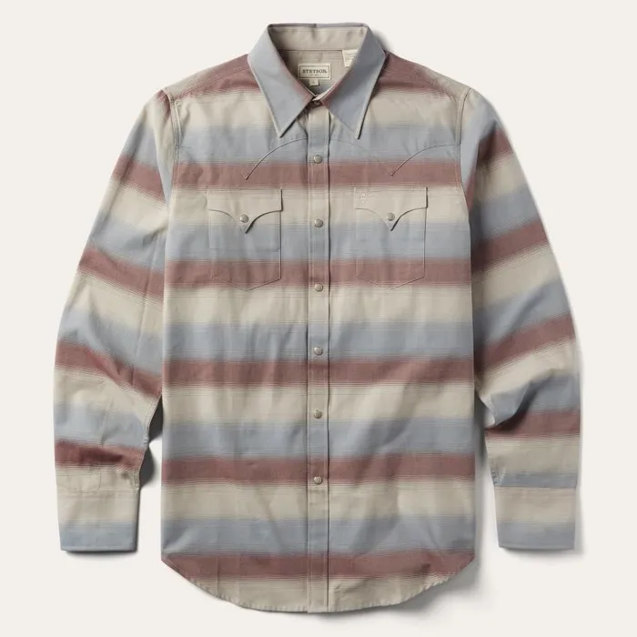 Ombre Stripe Twill Shirt Ombre Stripe Twill Shirt Men Stetson Modern Cut