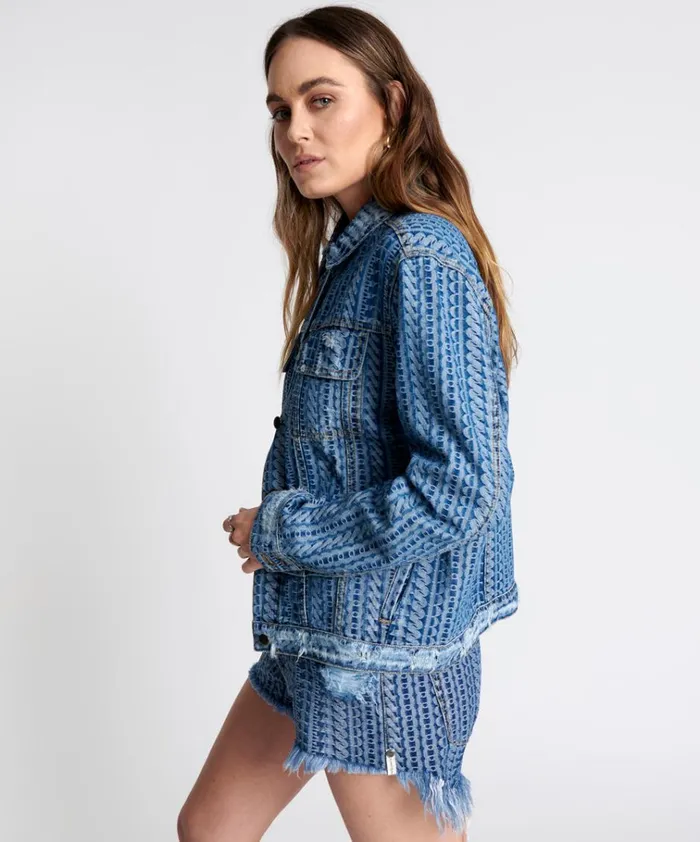 ON REPEAT DENIM TRUCKER JACKET Women One Teaspoon Denim Jackets ON REPEAT DENIM TRUCKER JACKET Women One Teaspoon Denim Jackets
