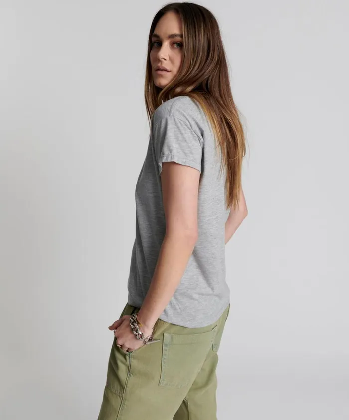ONE TEASPOON SCOOP NECK BASIC TEE GREY Women One Teaspoon Tees and Tanks ONE TEASPOON SCOOP NECK BASIC TEE GREY Women One Teaspoon Tees and Tanks