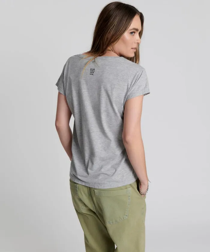 ONE TEASPOON SCOOP NECK BASIC TEE GREY Women One Teaspoon Tees and Tanks ONE TEASPOON SCOOP NECK BASIC TEE GREY Women One Teaspoon Tees and Tanks