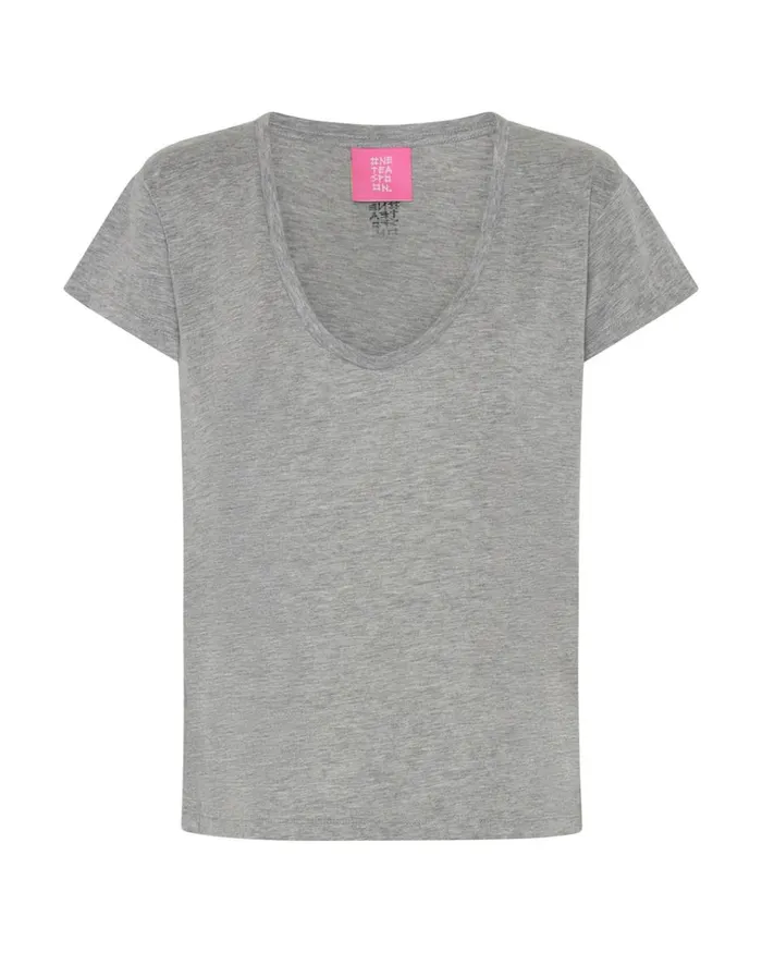 ONE TEASPOON SCOOP NECK BASIC TEE GREY Women One Teaspoon Tees and Tanks ONE TEASPOON SCOOP NECK BASIC TEE GREY Women One Teaspoon Tees and Tanks