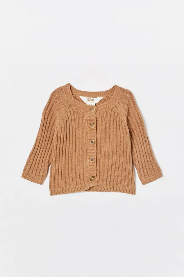Organic Knit Cardigan Taupy Brown Baby Cotton On Tops Jackets and Sweaters