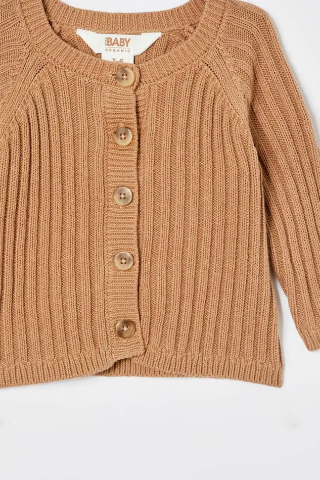 Organic Knit Cardigan Taupy Brown Baby Cotton On Tops Jackets and Sweaters Organic Knit Cardigan Taupy Brown Baby Cotton On Tops Jackets and Sweaters