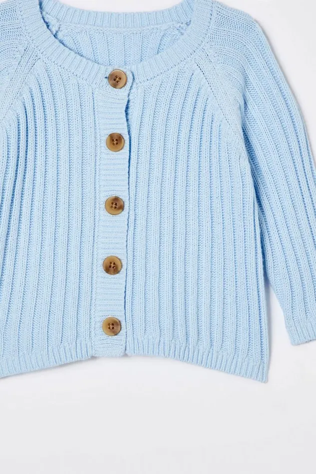 Organic Knit Cardigan White Water Blue Baby Cotton On Tops Jackets and Sweaters Organic Knit Cardigan White Water Blue Baby Cotton On Tops Jackets and Sweaters