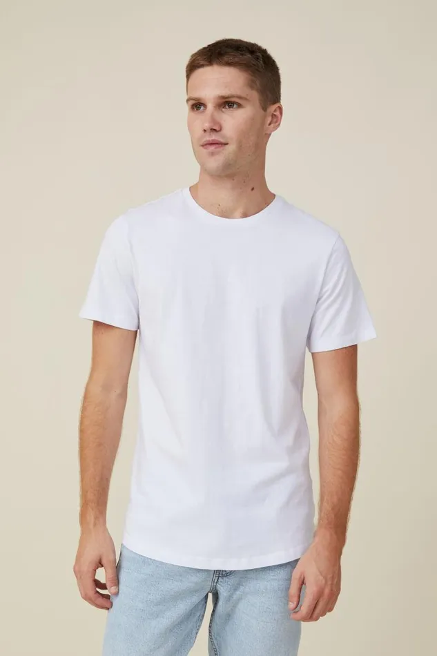 Organic Longline TShirt White Men Cotton On Tees and Tanks