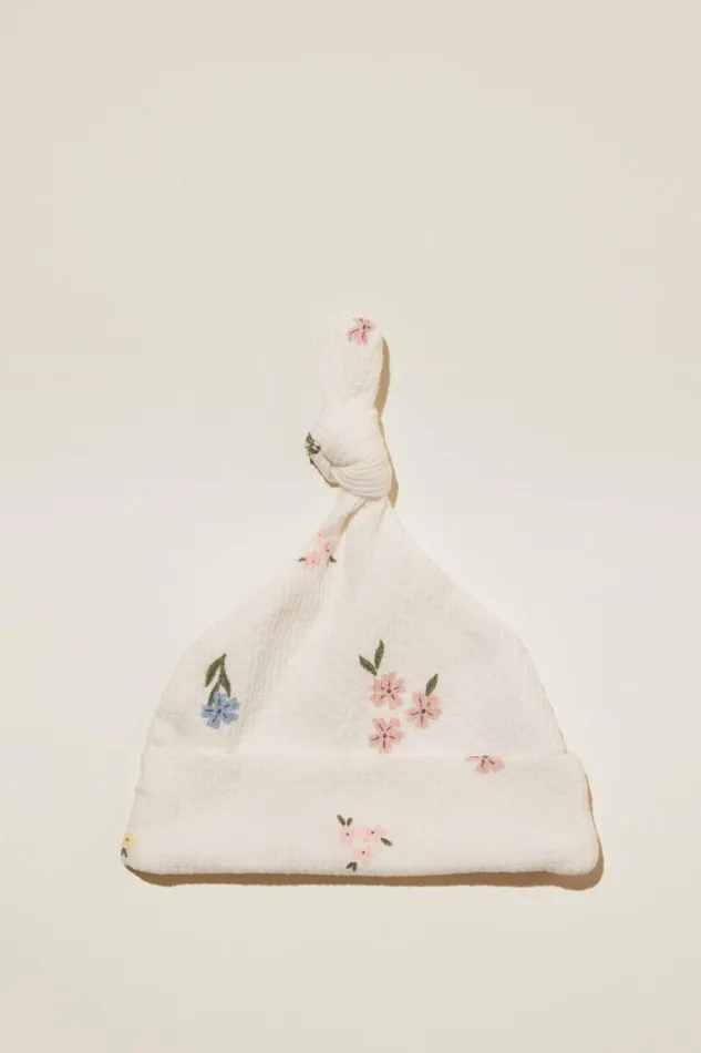 Organic Pointelle Beanie Milksweet Floral Baby Cotton On Baby Essentials
