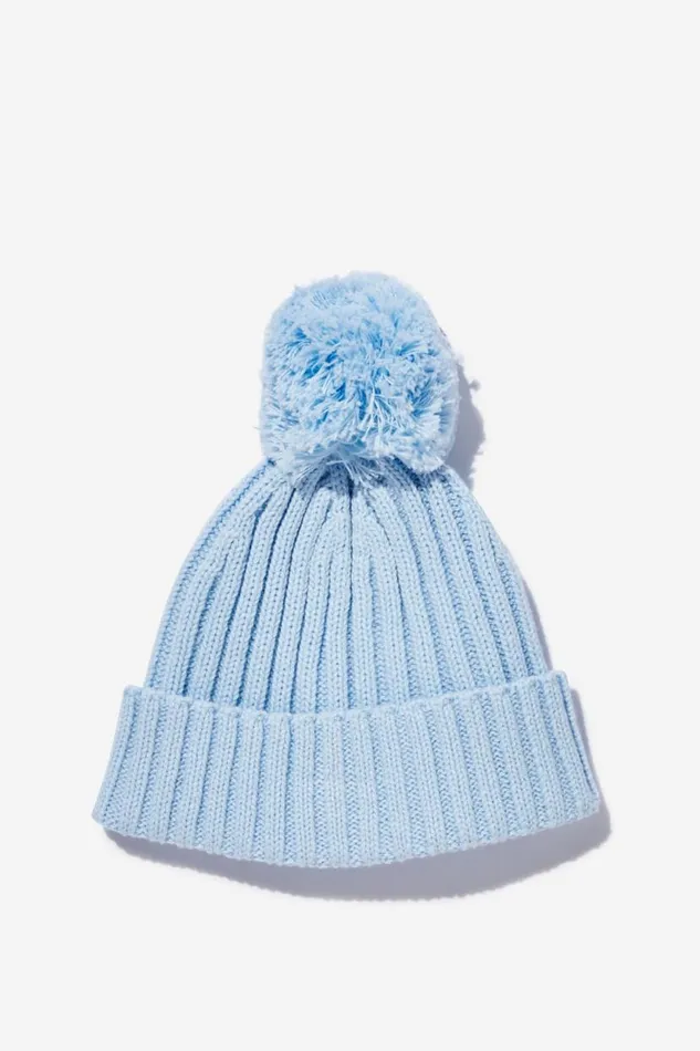 Organic Rib Knit Beanie White Water Blue Baby Cotton On Organic Newborn
