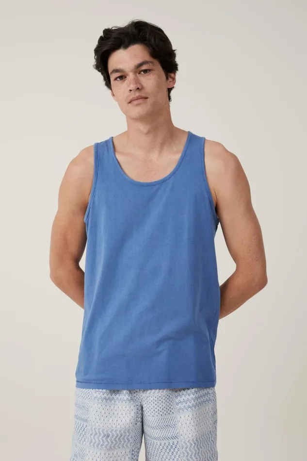 Organic Tank Washed Cobalt Men Cotton On Tees and Tanks