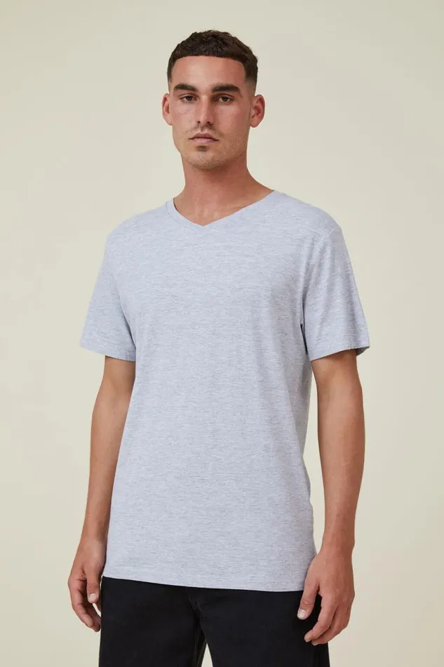 Organic VNeck TShirt Light Grey Marle Men Cotton On Tees and Tanks