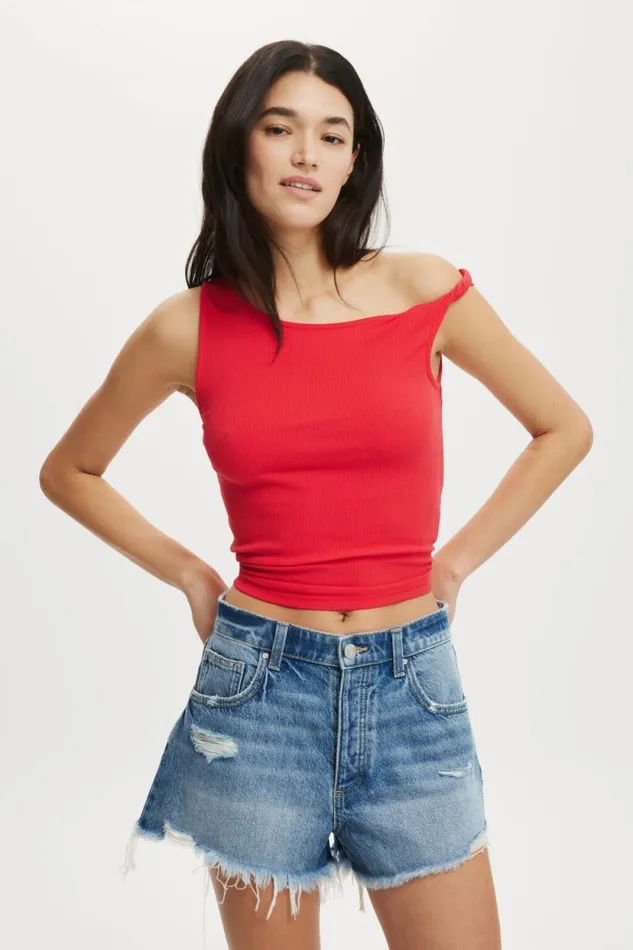 Original Cut Off Denim Short Blue Haze Rip Women Cotton On Shorts