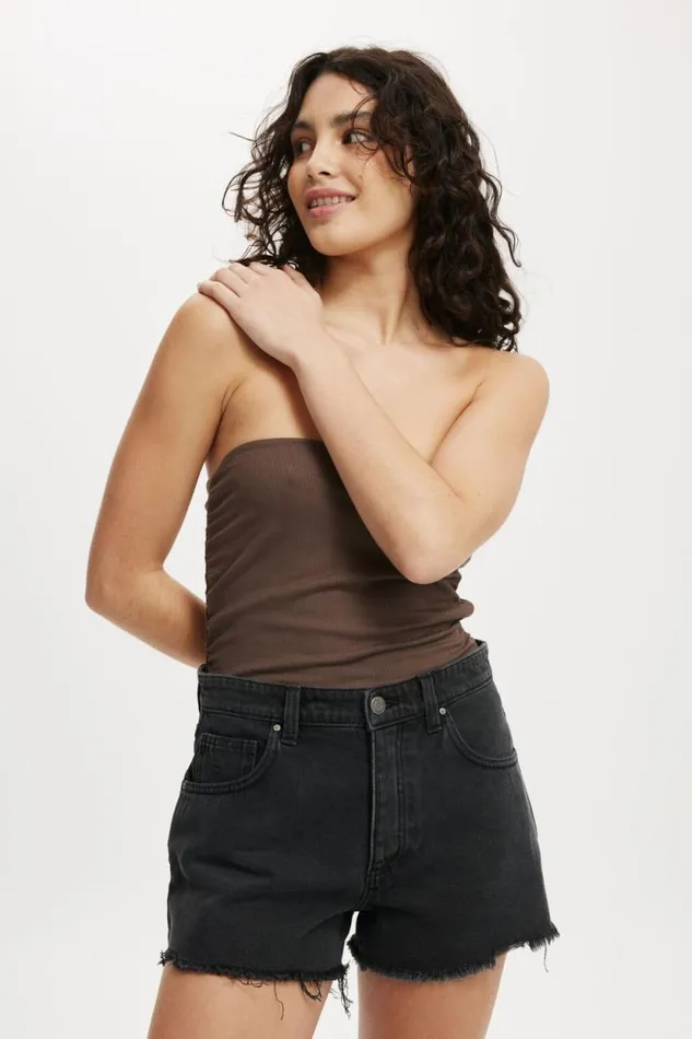 Original Cut Off Denim Short Graphite Black Worn Women Cotton On Shorts