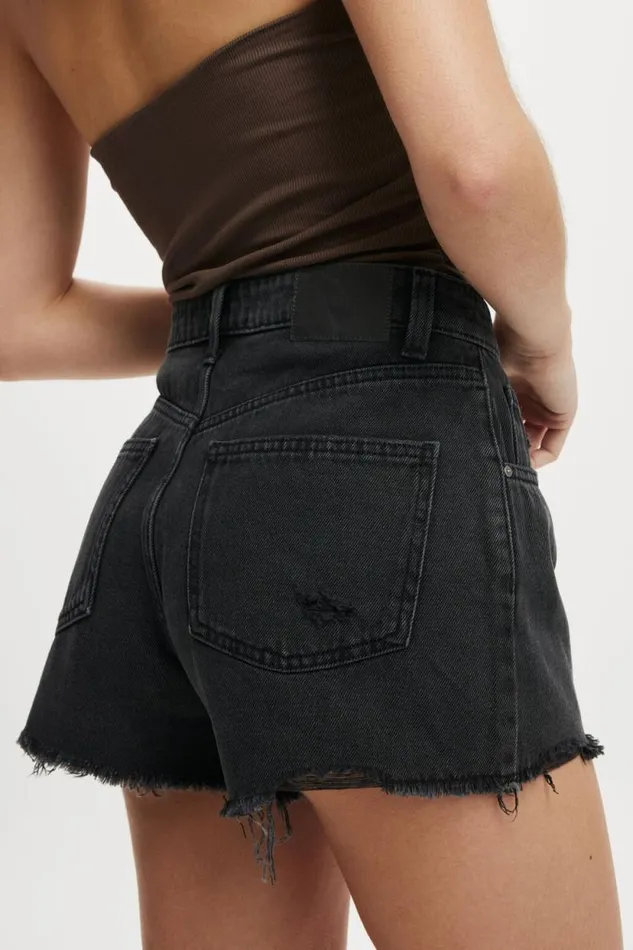 Original Cut Off Denim Short Graphite Black Worn Women Cotton On Shorts Original Cut Off Denim Short Graphite Black Worn Women Cotton On Shorts