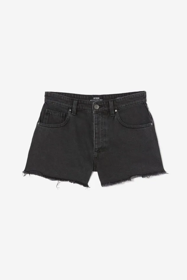 Original Cut Off Denim Short Graphite Black Worn Women Cotton On Shorts Original Cut Off Denim Short Graphite Black Worn Women Cotton On Shorts
