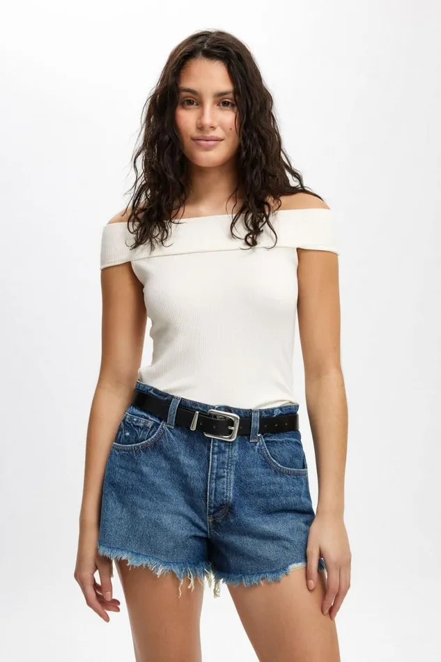 Original Cut Off Denim Short Lunar Blue Worn Women Cotton On Shorts
