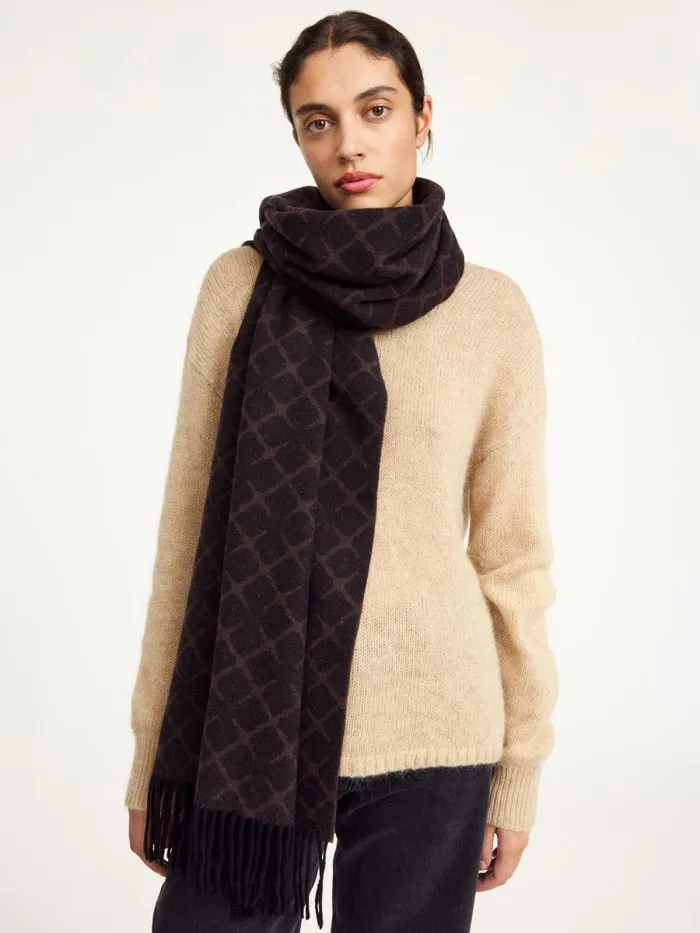 Ortega CashmereBlend Scarf Dark Chokolate Women By Malene Birger Scarves