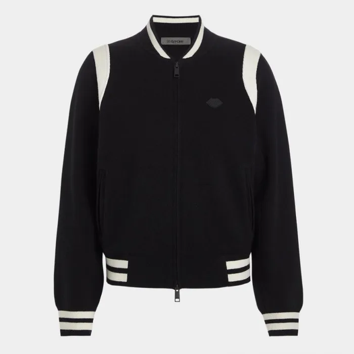 Outerwear Women GFORE CONTRAST STRIPE KNIT BOMBER JACKET Onyx