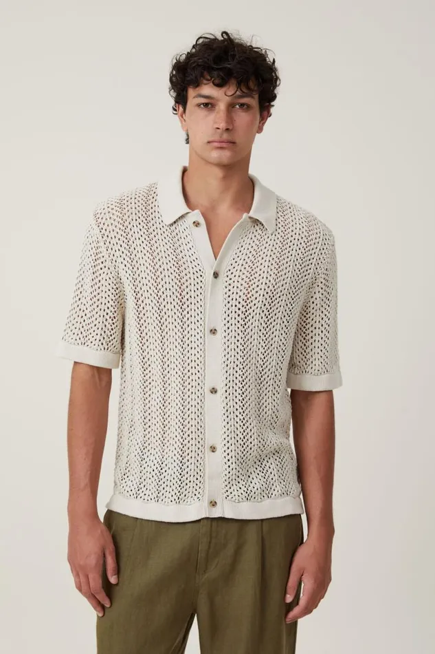 Pablo Short Sleeve Shirt Bone Men Cotton On Shirts and Polos
