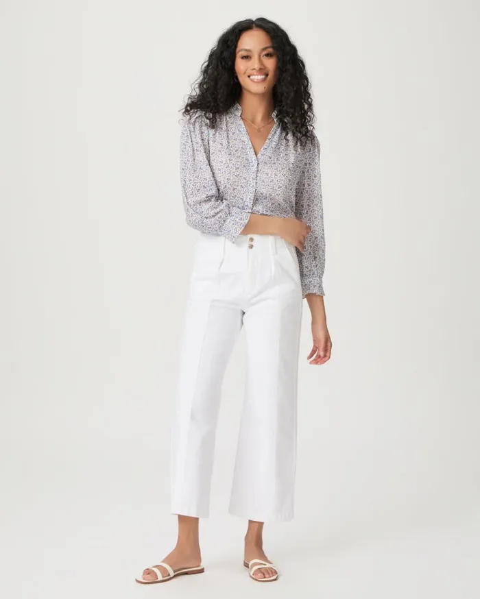 PAIGE Denim Women Brooklyn Crop Wide Leg Pant 8211 Crisp White