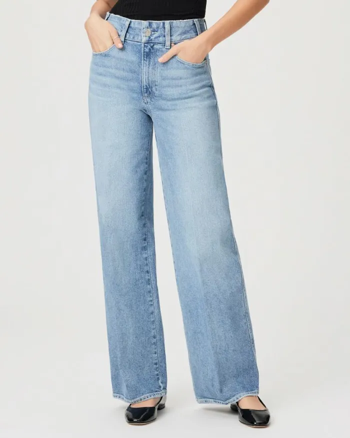 PAIGE Denim Women Sasha 32 Inch Wide Leg Jean 8211 Khristen Distressed