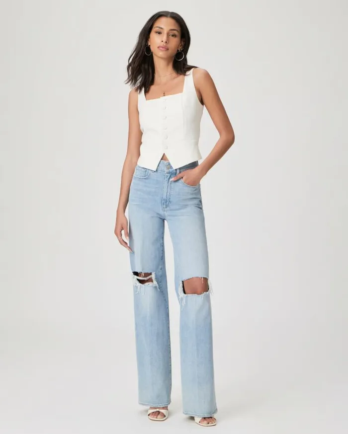 PAIGE Denim Women Sasha Wide Leg Jean 8211 Maeve Destructed