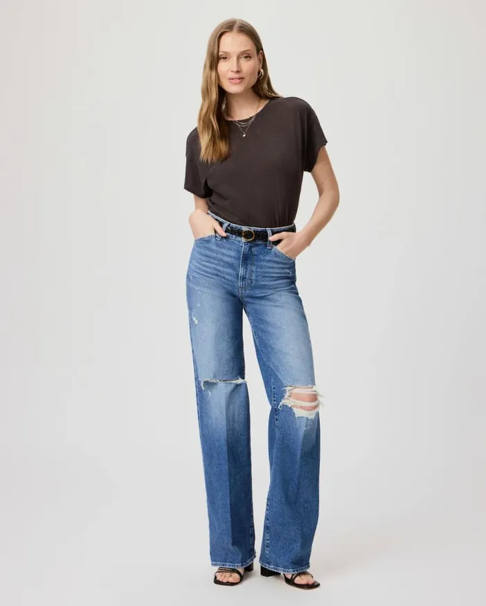 PAIGE Denim Women Sasha Wide Leg Jean 8211 Zahara Destructed