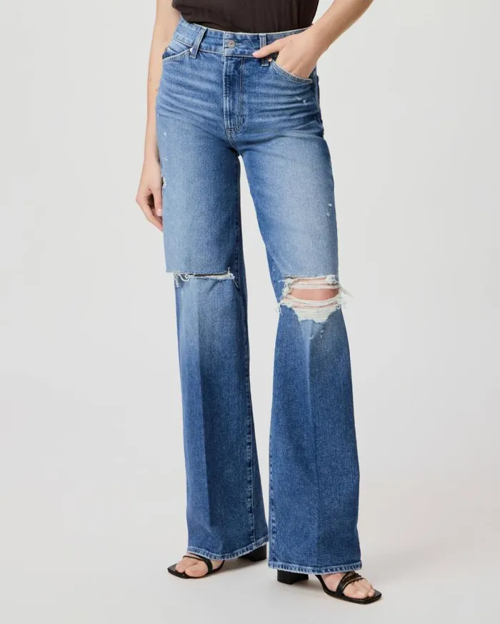 PAIGE Denim Women Sasha Wide Leg Jean 8211 Zahara Destructed PAIGE Denim Women Sasha Wide Leg Jean 8211 Zahara Destructed