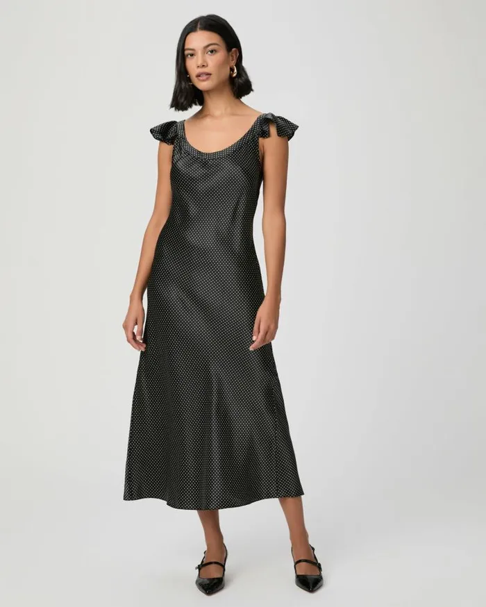 PAIGE Dresses Women Agoura Dress 8211 BlackTravertine Silk