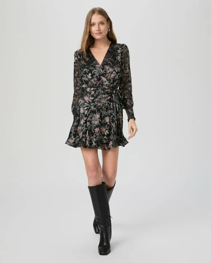 PAIGE Dresses Women Audriana Dress 8211 Black Multi Satin
