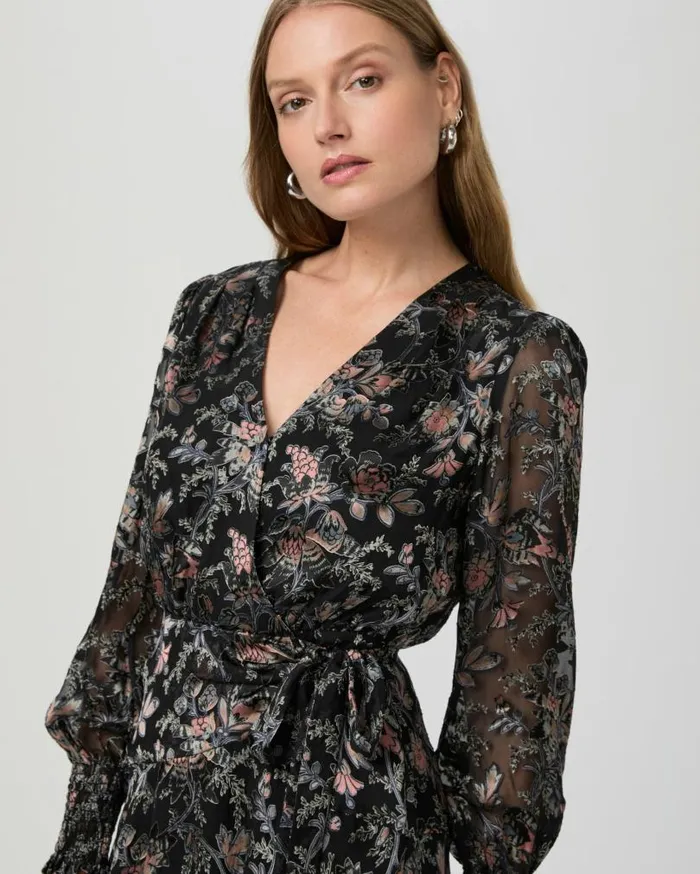 PAIGE Dresses Women Audriana Dress 8211 Black Multi Satin PAIGE Dresses Women Audriana Dress 8211 Black Multi Satin