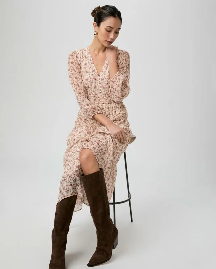 PAIGE Dresses Women Nicolo Dress 8211 CreamFlagstone Silk PAIGE Dresses Women Nicolo Dress 8211 CreamFlagstone Silk