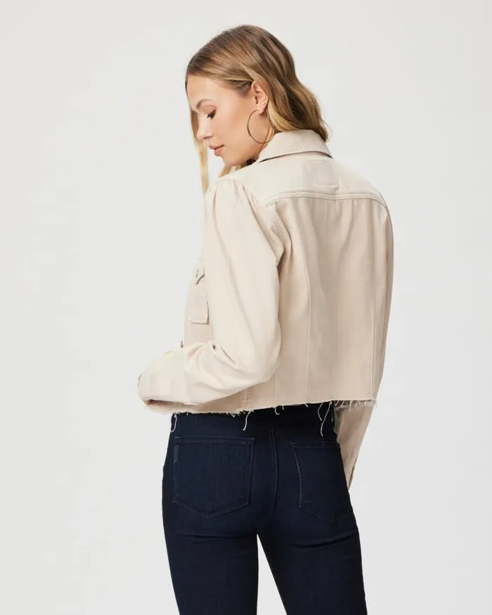 PAIGE Jackets and Coats Women Cropped Pacey Denim Jacket 8211 Soft Beige PAIGE Jackets and Coats Women Cropped Pacey Denim Jacket 8211 Soft Beige