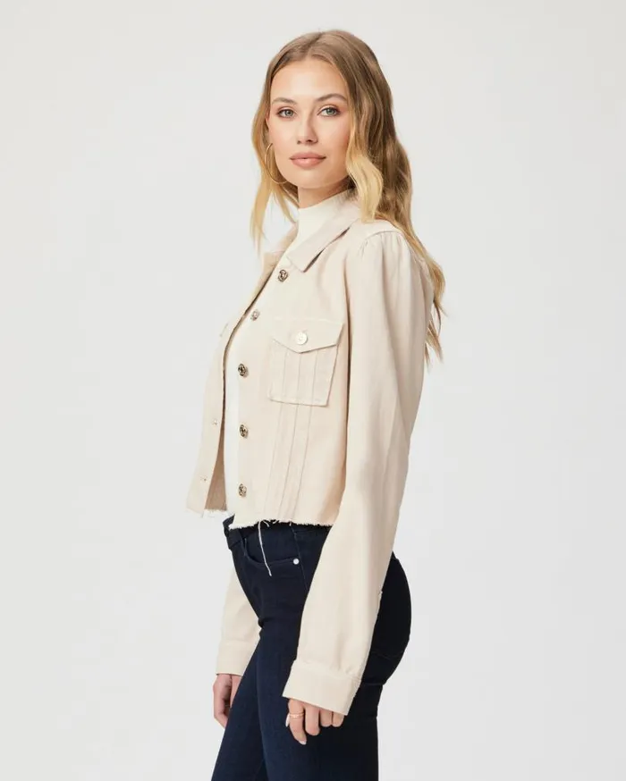 PAIGE Jackets and Coats Women Cropped Pacey Denim Jacket 8211 Soft Beige PAIGE Jackets and Coats Women Cropped Pacey Denim Jacket 8211 Soft Beige