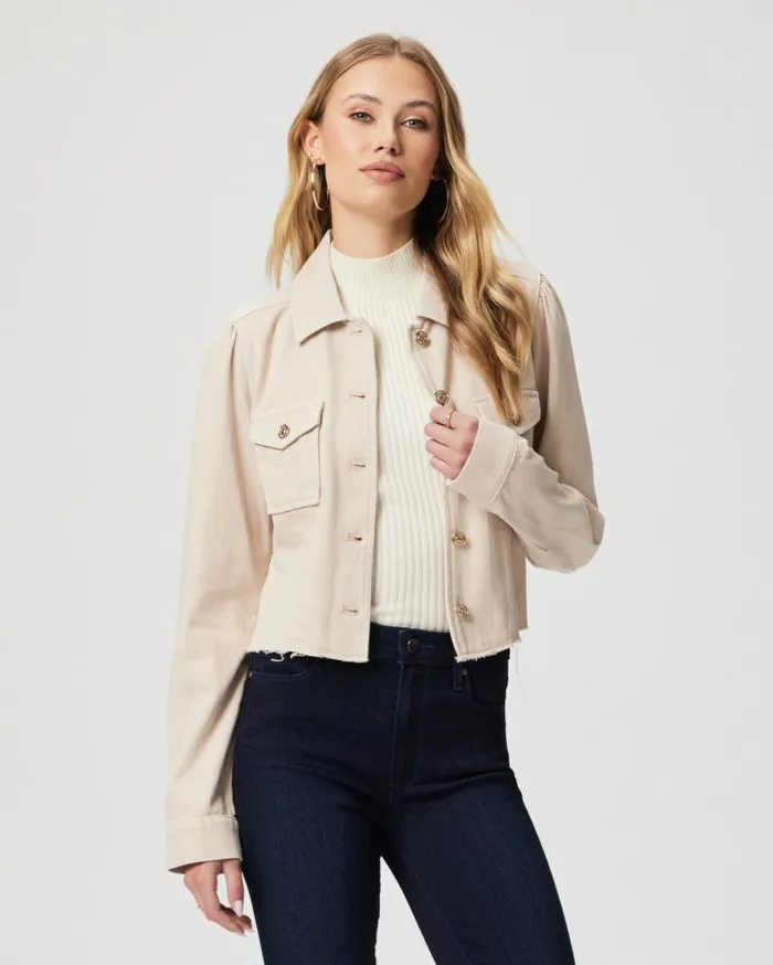 PAIGE Jackets and Coats Women Cropped Pacey Denim Jacket 8211 Soft Beige PAIGE Jackets and Coats Women Cropped Pacey Denim Jacket 8211 Soft Beige