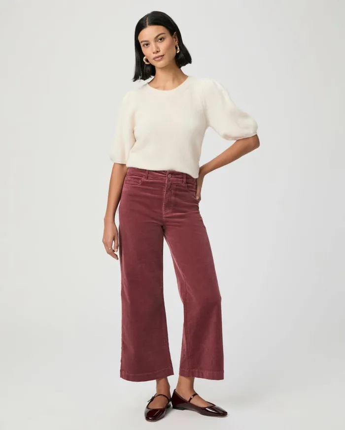 PAIGE Pants Women Anessa Wide Leg Pant 8211 Rose Tea Corduroy