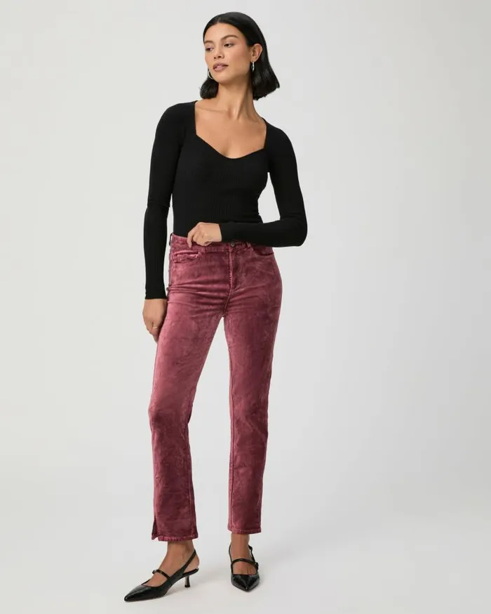 PAIGE Pants Women Cindy Straight Pant 8211 Rose Tea Velvet