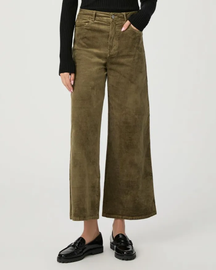 PAIGE Pants Women Harper Ankle Wide Leg Pant 8211 Dark Brushed Olive Corduroy PAIGE Pants Women Harper Ankle Wide Leg Pant 8211 Dark Brushed Olive Corduroy