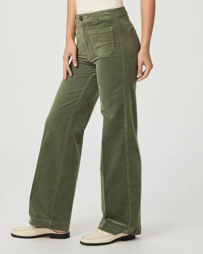 PAIGE Pants Women Sasha 32 Inch Wide Leg Pant 8211 Aloe Corduroy PAIGE Pants Women Sasha 32 Inch Wide Leg Pant 8211 Aloe Corduroy