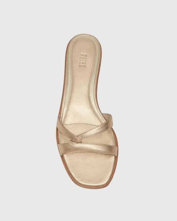 PAIGE Sandals Women Toby Sandal 8211 Dark Gold Metallic Leather PAIGE Sandals Women Toby Sandal 8211 Dark Gold Metallic Leather