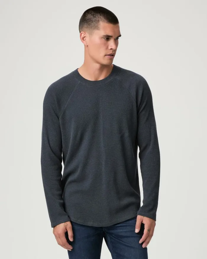 PAIGE Shirts Men Odin Baseball Tee 8211 Weathered Blue Multi