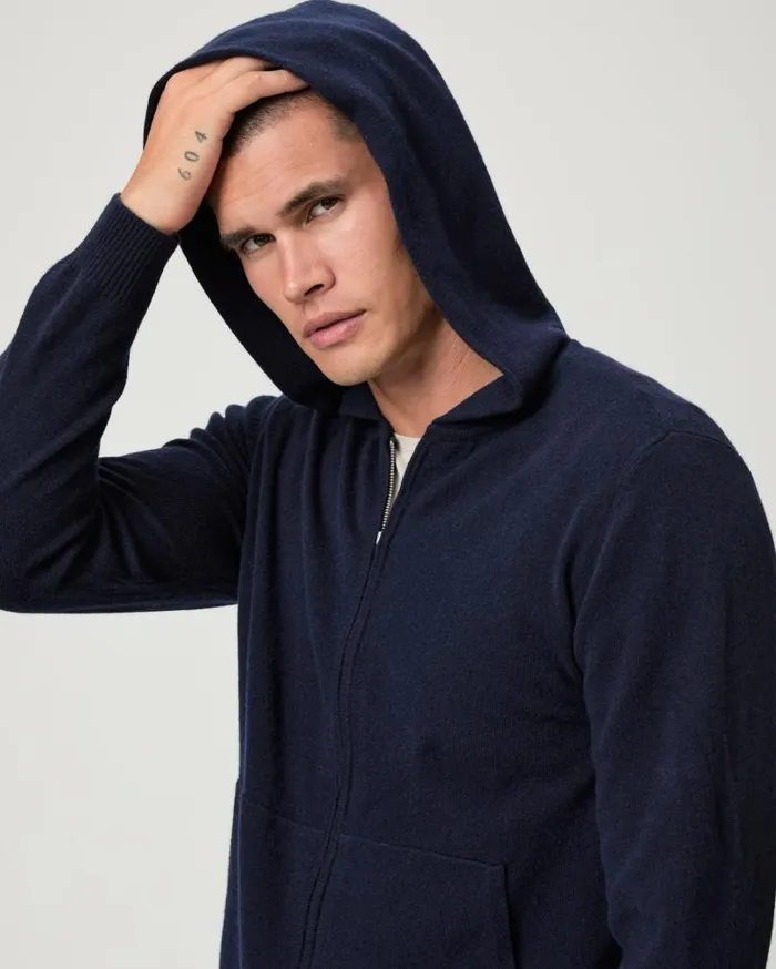 PAIGE Sweaters and Sweatshirts Men Swanson Full Zip Sweater 8211 Deep Anchor Cashmere