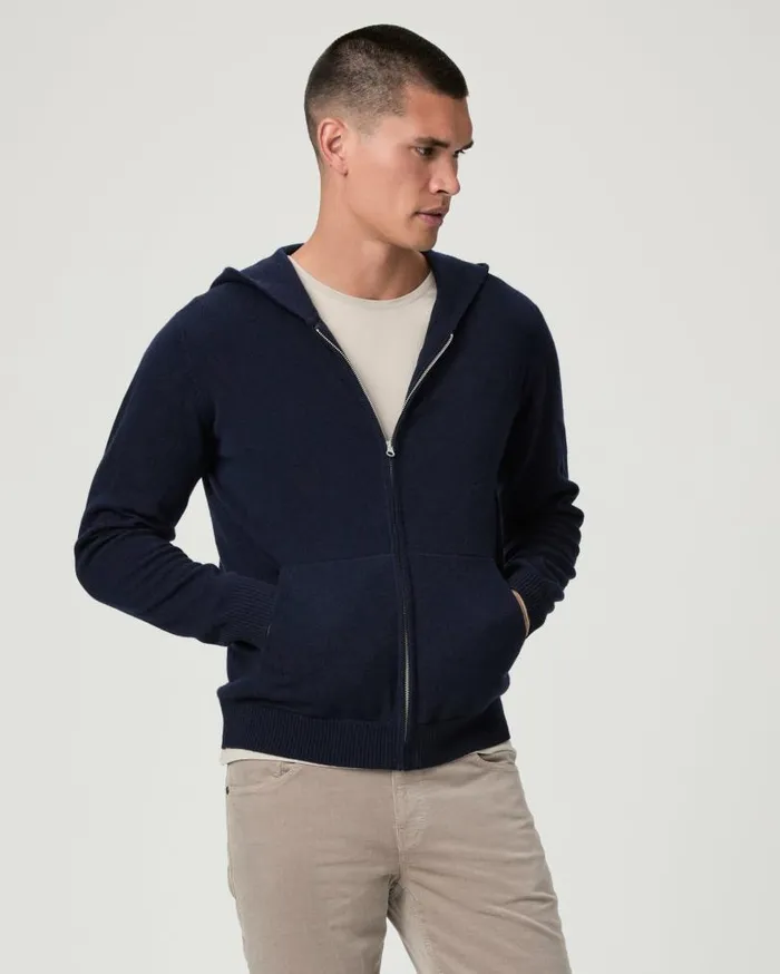 PAIGE Sweaters and Sweatshirts Men Swanson Full Zip Sweater 8211 Deep Anchor Cashmere PAIGE Sweaters and Sweatshirts Men Swanson Full Zip Sweater 8211 Deep Anchor Cashmere