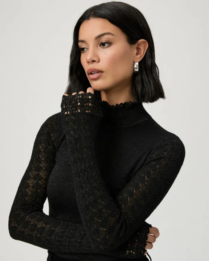PAIGE Sweaters and Sweatshirts Women Stephanie Top 8211 Black Sparkle