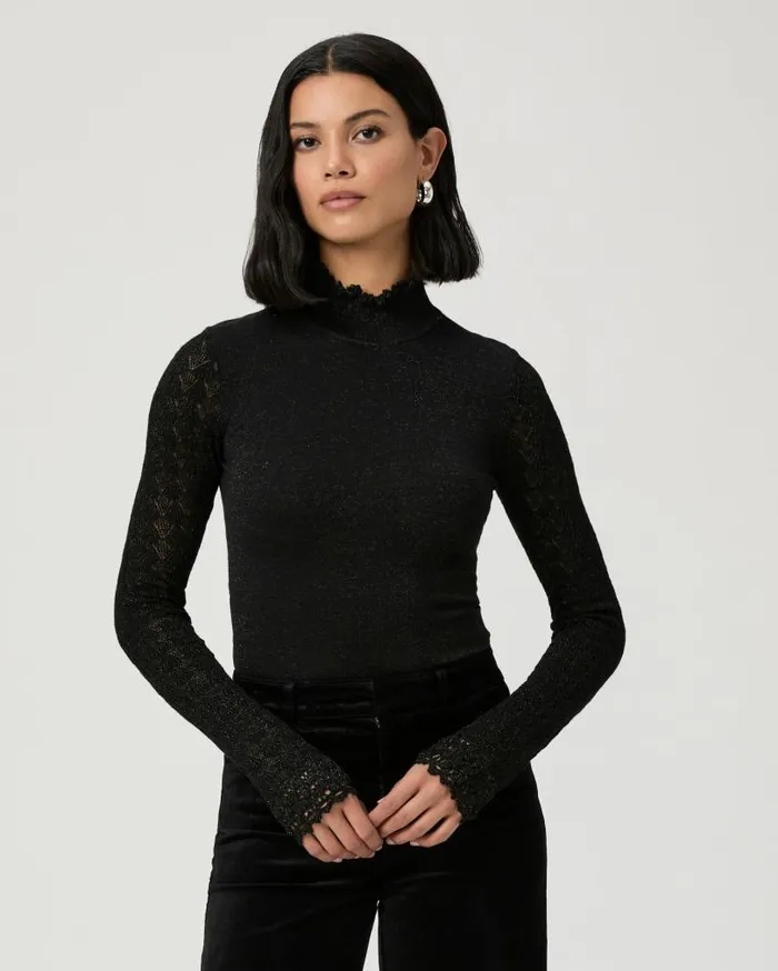 PAIGE Sweaters and Sweatshirts Women Stephanie Top 8211 Black Sparkle