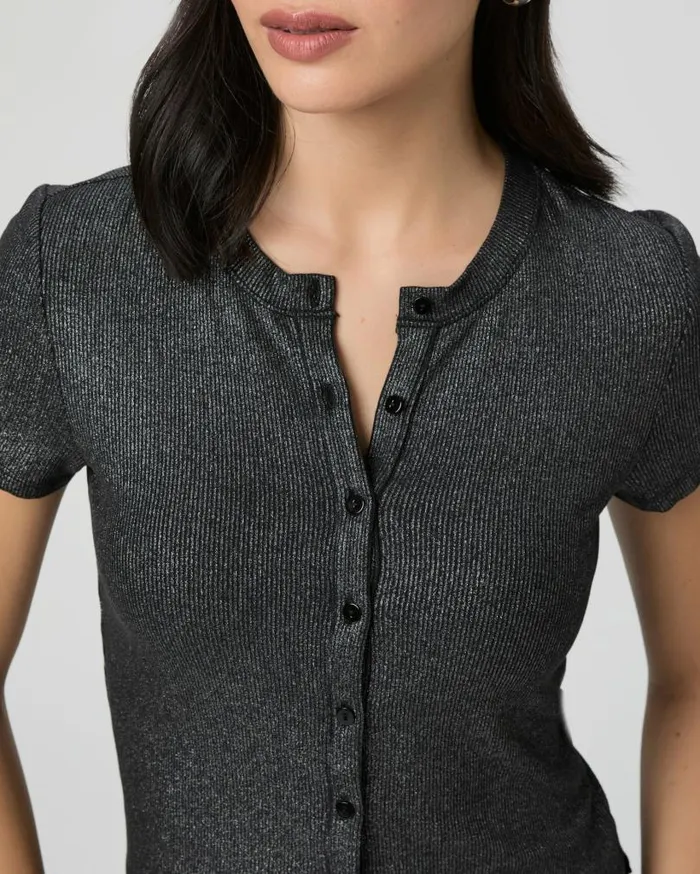 PAIGE Tees and Tanks Women Arren Tee 8211 BlackSilver PAIGE Tees and Tanks Women Arren Tee 8211 BlackSilver