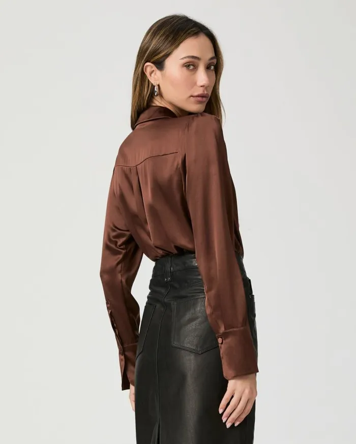 PAIGE Tops and Blouses Women Nyla Bodysuit 8211 Landslide Silk Satin PAIGE Tops and Blouses Women Nyla Bodysuit 8211 Landslide Silk Satin