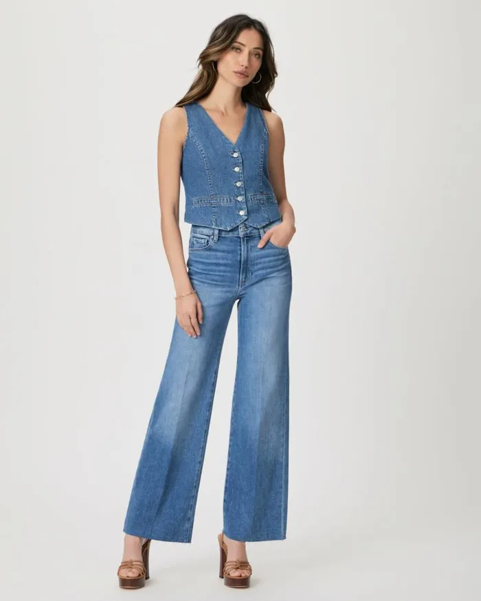 PAIGE Wide Leg Women Anessa 31 Inch Wide Leg Jean 8211 Flamenco Distressed