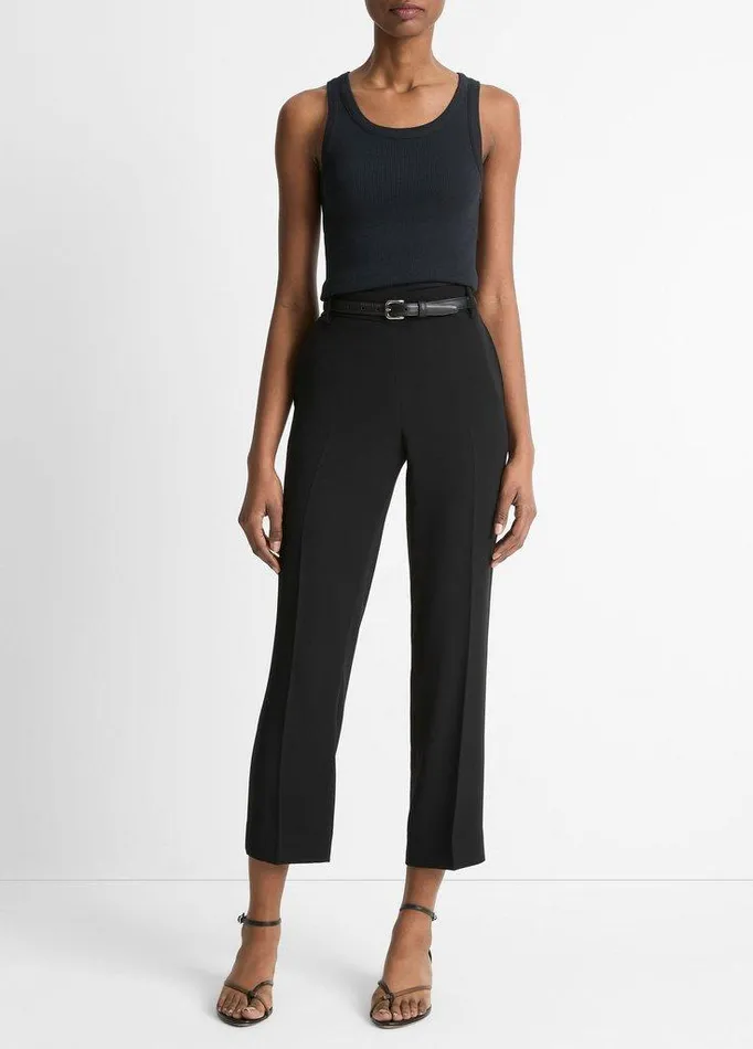 Pants and Shorts Women Vince Crepe Tapered PullOn Pant Black