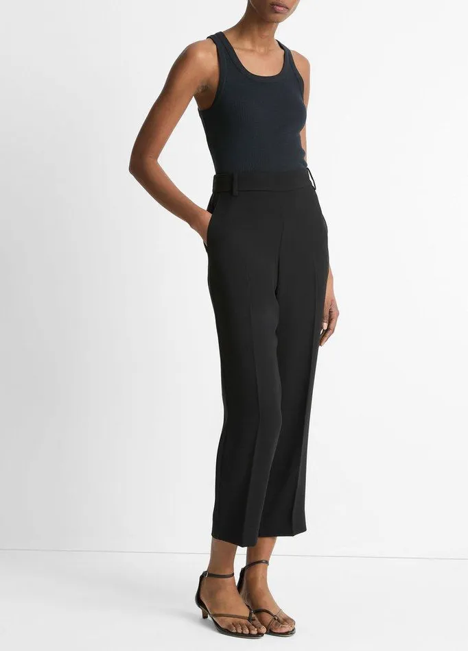 Pants and Shorts Women Vince Crepe Tapered PullOn Pant Black Pants and Shorts Women Vince Crepe Tapered PullOn Pant Black